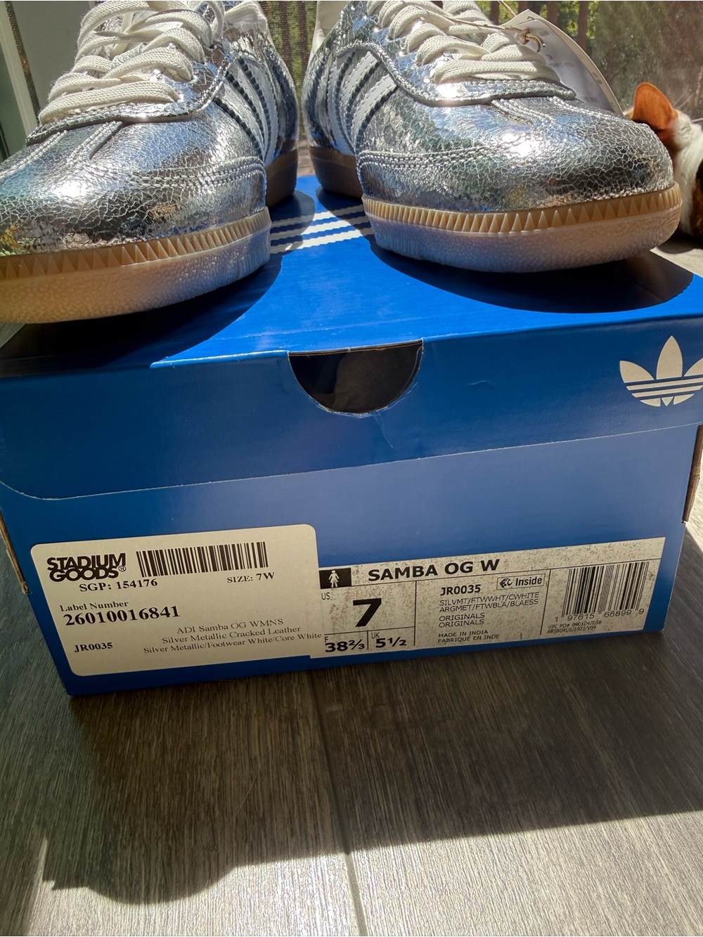 Adidas Samba OG W Silver Metallic Cracked Leather Sneakers NWT Size 7 Sold Out - Picture 8 of 8